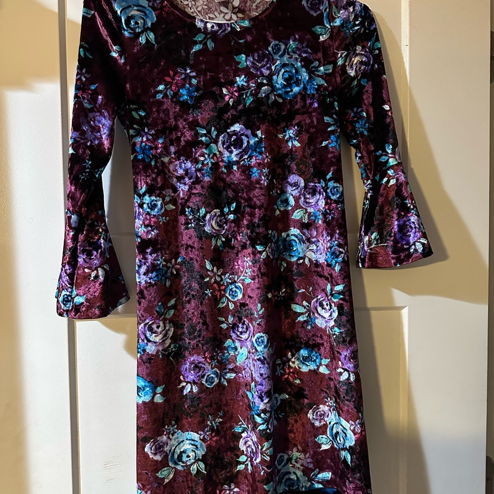 Justice Floral Velvet Dress